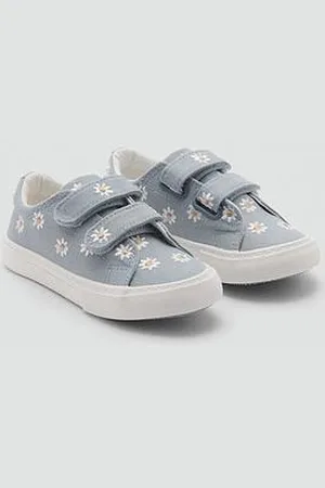MANGO Younger Girls Daisy Embroidered Canvas Pumps