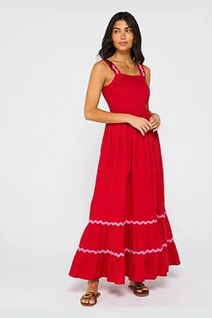 Very Rik Rak Trim Strappy Midi Dress