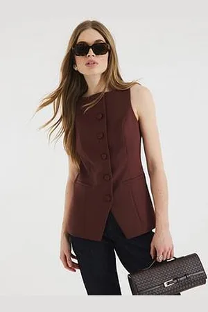 River Island Square Neck Strappy Waistcoat - Dark