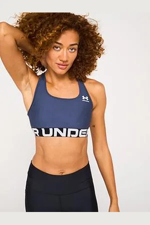 Under Armour Womens Training Heatgear Branded Midi Support Sports Bra - Grey