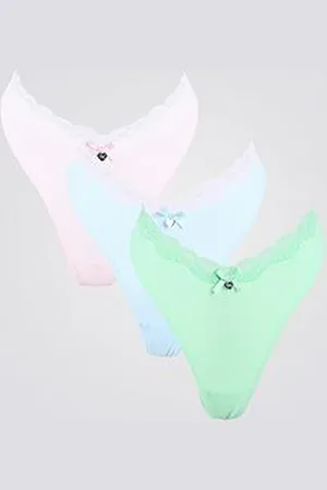 Boux Avenue Elena High Leg 3 Pack Thongs - Multicoloured