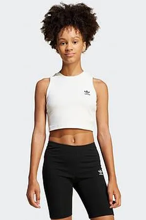 adidas Junior Girls Ribbed Tank Top - White