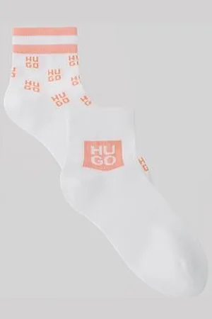 HUGO BOSS 2 Pack Of Stacked Logo Ankle Socks - Pink