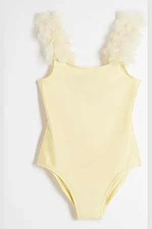 River Island Girls 3D Flower Swimsuit - Lemon