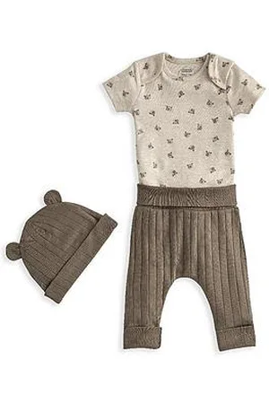 Mamas & Papas Baby Unisex 3 Piece Bear Bodysuit, Legging & Hat Set