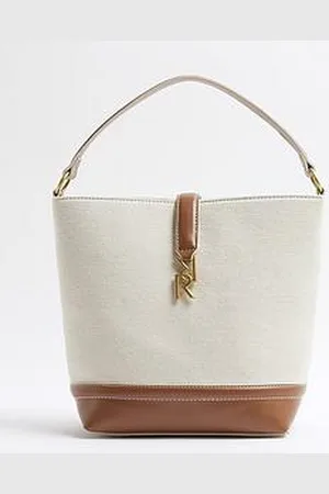 River Island Canvas Lock Bucket Bag