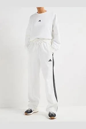 adidas Womens Essentials 3-Stripes Fleece Joggers - White