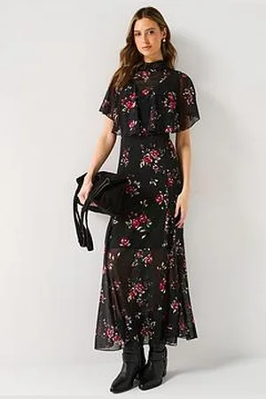 Very Floral Cape Detail Midaxi Dress
