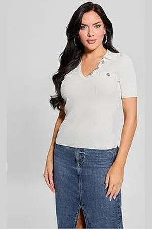 Guess Paula Short Sleeve Ribbed Polo Top