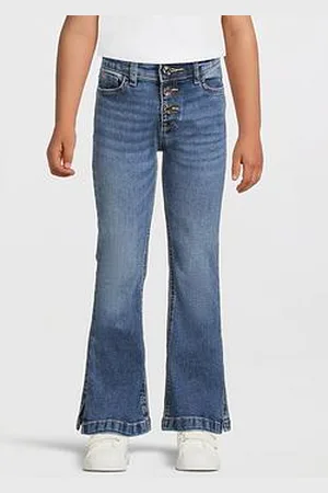 River Island Girls Denim Button Front Flared Jeans