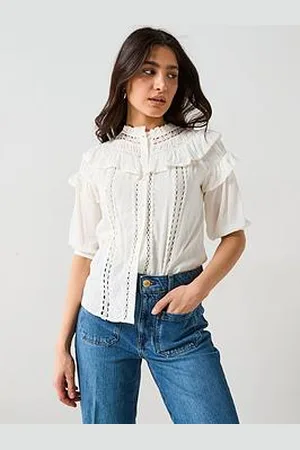 Very Lace Ruffle Boho Blouse