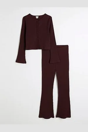 River Island Girls Long Sleeve Cardigan Set - Burgandy Red
