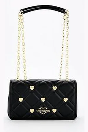 Moschino Quilted Small Heart Studded Crossbody Bag