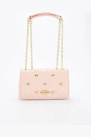 Moschino Quilted Small Heart Studded Crossbody Bag