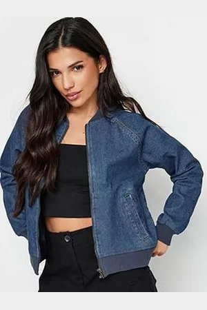 PixieGirl Petite Mid Denim Bomber Jacket