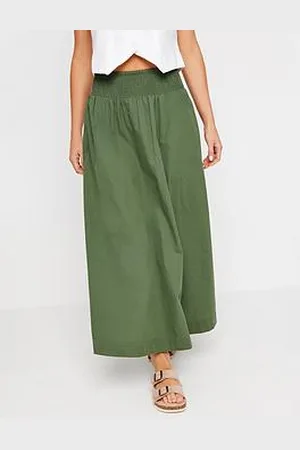 PixieGirl Petite Poplin Shirred Maxi Skirt