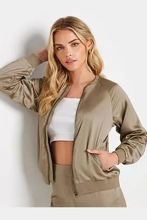 PixieGirl Petite Mocha Satin Bomber Jacket