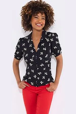 Joe Browns Bonnie Bow Print Button Front Jersey Top