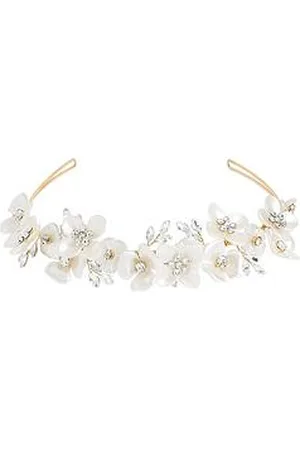 Jon Richard Plated White Floral And Crystal Headband