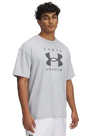 Under Armour Mens Training Heavyweight Oversized Branded T-Shirt - Grey