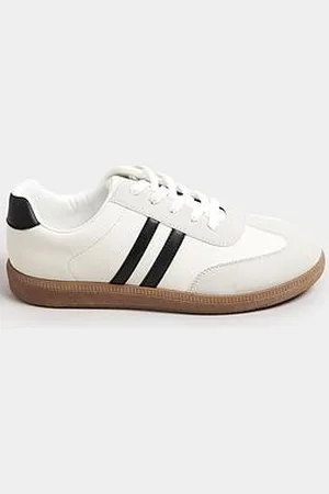 Yours Extra Wide Fit Retro Stripe Trainer - White