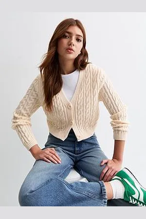 New Look Girls Cable Knit Crop Cardigan