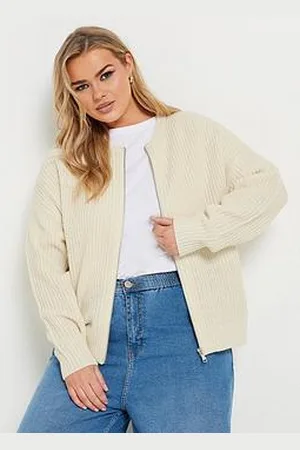 Yours Curve Zip Through Knitted Bomber Jacket