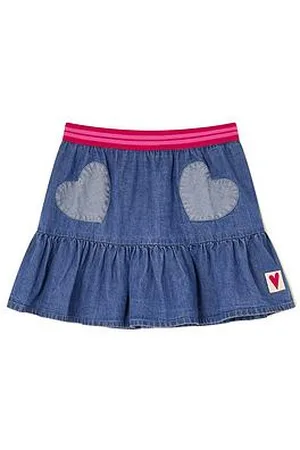 Monsoon Girls Heart Ruffle Denim Skirt