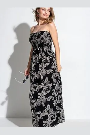 Pour Moi Strapless Shirred Bodice Maxi Beach Dress