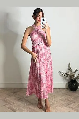 Style Cheat Printed Sleeveless Midi Dress