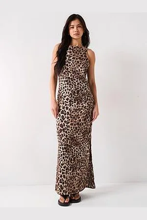 ONLY Chigo Strap Satin Maxi Dress - Leopard Print