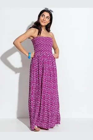 Pour Moi Strapless Shirred Bodice Maxi Beach Dress