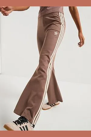 adidas Womens 3-Stripes Flared Track Pants - Brown