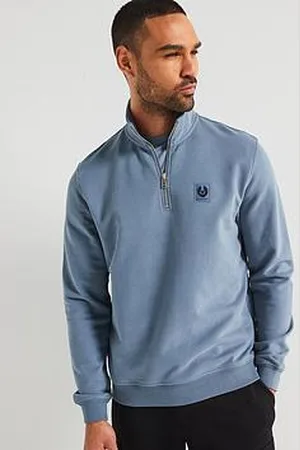 Belstaff Left Chest Patch Logo Regular Fit 1/4 Zip Sweater