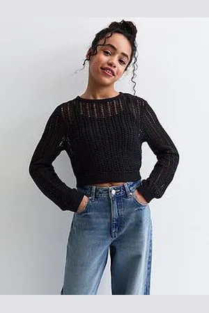 New Look Girls Open Knit Crew Neck Jumper