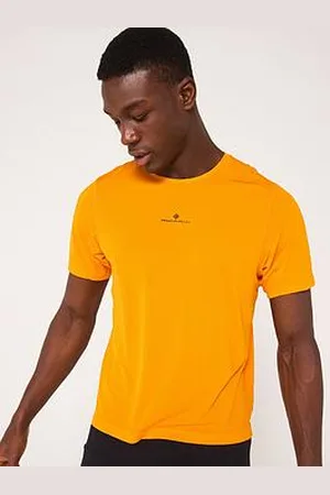 RonHill Mens Running Tech Short Sleeve Tee - Tangelo/Black