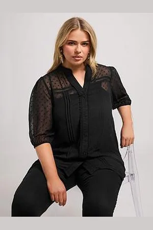 Yours Curve Dobby Crochet Pleat Blouse