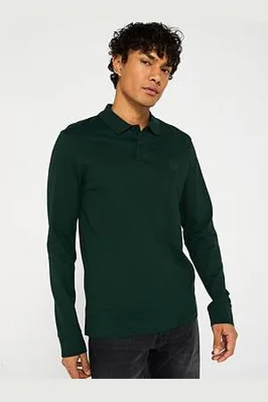 HUGO BOSS Passerby Long Sleeve Slim Fit Polo Shirt - Dark Green