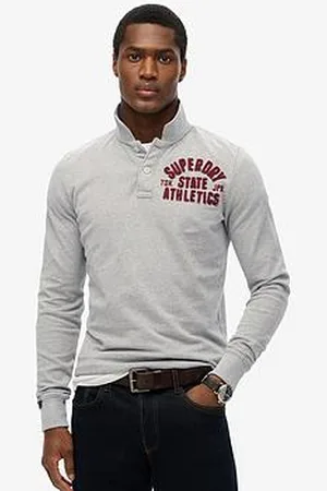Superdry Long Sleeve Vintage Athletic Logo Polo Shirt