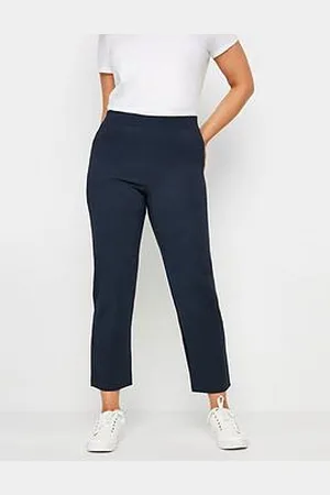 M&Co Navy Straight Bengaline Trouser Short 29"