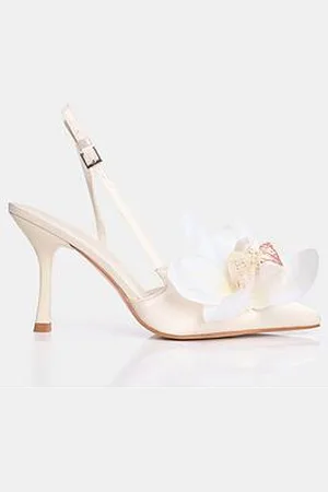 Public Desire Binita Flower Detail Heel - Ivory