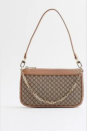 River Island Jacquard Ri Monogram Shoulder Bag
