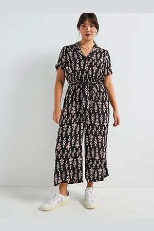 Very Button Through Patterned Cropped Jumpsuit