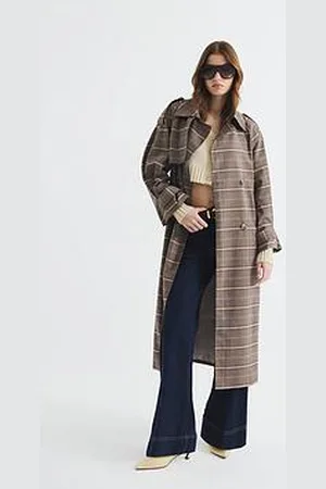 River Island Check Trench Coat