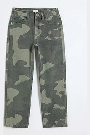 River Island Girls Denim Camo Straight Leg Jeans