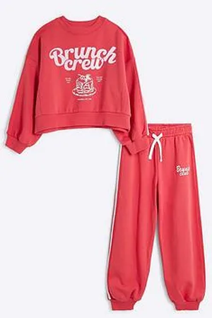 River Island Girls Brunch Club Sweatshirt Set - Strawberry