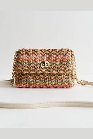New Look Multicolour Zig Zag Woven Mini Crossbody Bag