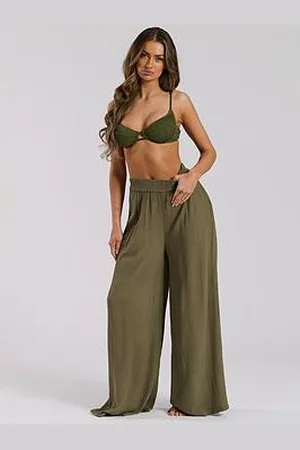 South Beach Crinkle Viscose Wide Leg Trousers