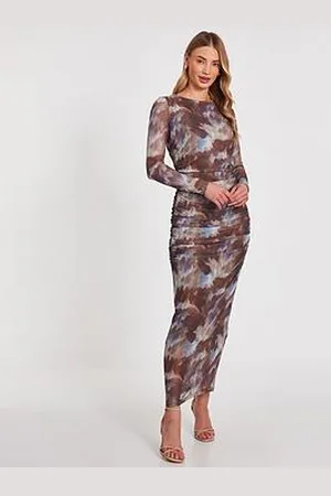 Quiz Mesh Printed Midaxi Dress