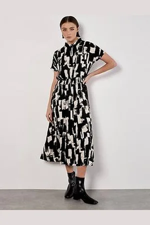 Apricot Square Brushstrokes Utility Dress